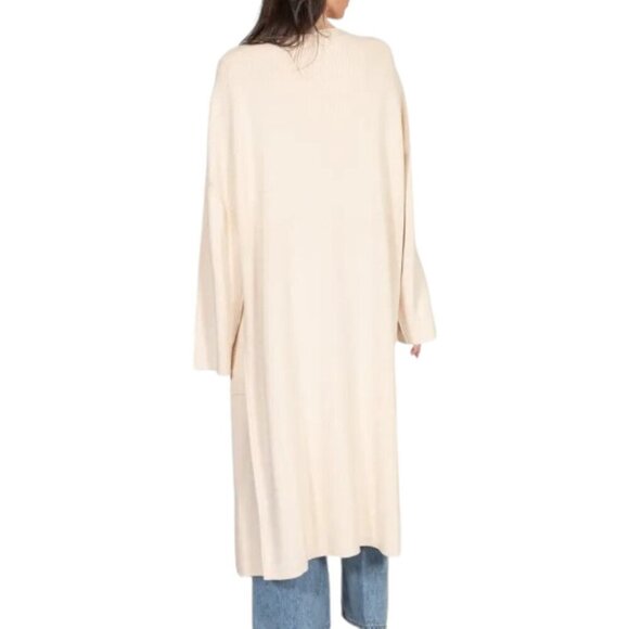 NWOT Brunette the Label 'Matilda' Rib Knit Oversized Maxi Cardigan | Cream - Picture 3 of 6